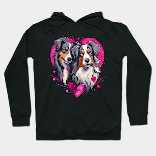 Australian Shepherd Couple Valentine Hoodie